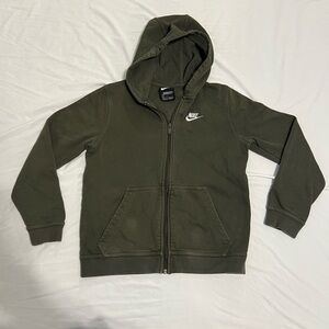 Nike Kids Olive Green Zip-Up Hoodie